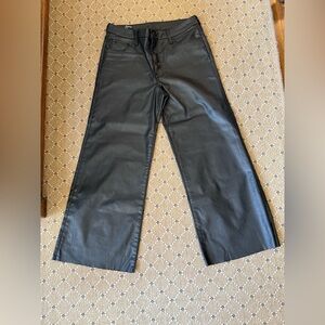 Black Kut from the Kloth Meg Wide-Leg coated/waxed pants/jeans